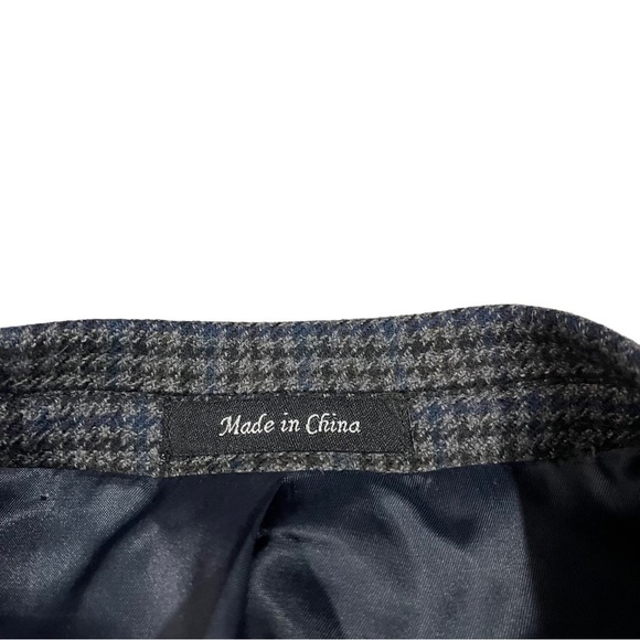 Ralph Lauren Chaps Grey Red Melange Houndstooth 2 Button Suit Jacket Sz 48L Wool - Picture 10 of 16